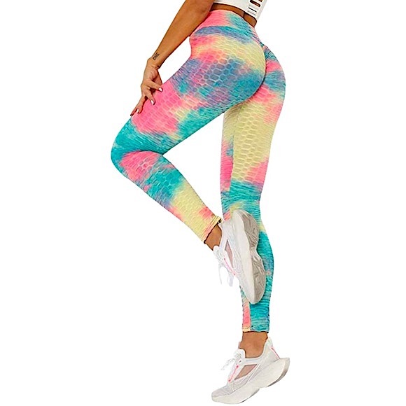 Zrucci size large pastel tie dye honeycomb tiktok booty lift leggings NWT - Picture 6 of 16